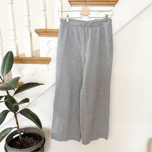 Zara Knit Wide Leg Pants Light Gray Soft Stretch Elastic Waist Size M Medium